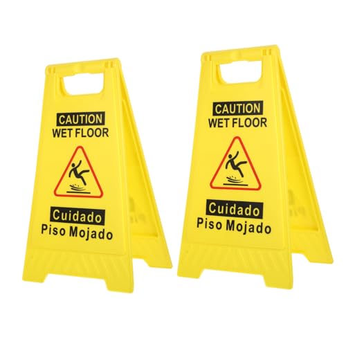 MAGICLULU 2 Stück Warnschild Caution Wet Floor Doppelseitige Faltbare Sicherheitswarnschilder Leuchtendem Gelb für Hotels und Geschäfte Hohe Sichtbarkeit von MAGICLULU