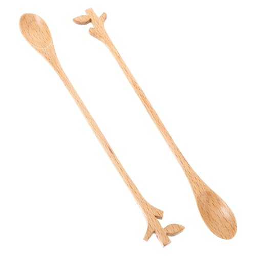 MAGICLULU 2 Stück hölzerne Rührstäbe Form Löffel Aufsehen Stöcke Scoop geschnitzt retro Kaffee -Rührer Honigrührer Kaffeerührer kaffee rührwerkzeug langer Rührer Holz Coffee von MAGICLULU