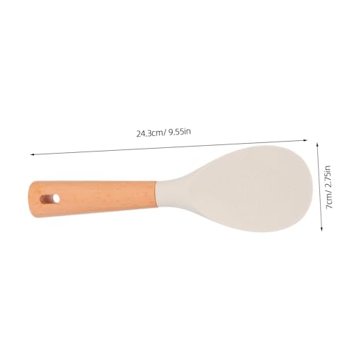 MAGICLULU 2 Stücke Silikon Reislöffel mit Holzgriff Rutschfeste Hitzebeständige Kochlöffel für Reiskocher und Antihaft-kochgeschirr Stehend Ergonomisch Vielseitig für Salate und von MAGICLULU