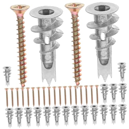 MAGICLULU 20 Sätze Selbstbohrende Rigipsdübel Set mit Schrauben Hohlraumdübel für Gipskarton Einfache Installation Robustes Zinklegierungsmaterial Vielseitig Einsetzbar in Wänden und von MAGICLULU