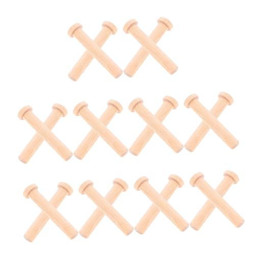 MAGICLULU 20 Stück Mini Holz Nägel aus Massivholz Kleine T nägel mit Rundem Kopf Präzise Miniatur Holznägel für Detailreiche Bastel Holzarbeiten für Eisenbahnrad Handwerk und Modellbau von MAGICLULU