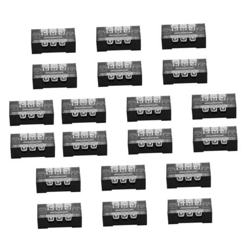 MAGICLULU 20 Stück Teiliges Schraubanschlüssen Schwarzer Schraubklemmenblock für Ordentliche Kabelverbindung Isolierte Terminalleiste mit Klarer Abdeckung Einfache Montage von MAGICLULU