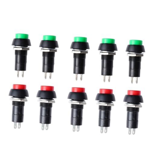MAGICLULU 20 Stück Teiliges Spst Drucktastenschalter Selbsthemmend Rote Grüne Runde Einbau momentanschalter für Elektrogeräte Industrie und Automobilsteuerung von MAGICLULU