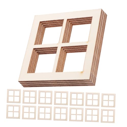 MAGICLULU 24 Stück Miniatur Fenster für Puppenhaus aus Massivem Holz Unbemalte DIY Fenster für Kreative Bastelprojekte für Miniaturmöbel und Dekoration von MAGICLULU