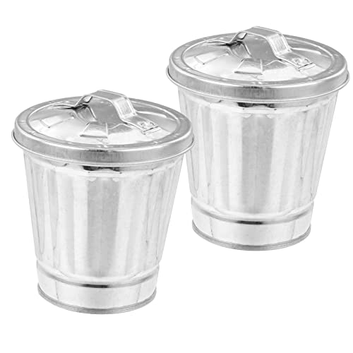 MAGICLULU 2 Stücke Utility Eimer Deckel Verzinktem Mülleimer Mini Desktop Mülleimer Abgedeckt Abfall Eimer Für Office Home von MAGICLULU