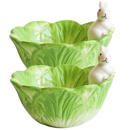 MAGICLULU 2St Kaninchenschale Salatschüssel Wurstschalen Kawaii schüssel Essenstablett Geschenke Keramikschale Eisbecher Schmuck Bonbonschale Snack-Schüssel Hase Student von MAGICLULU