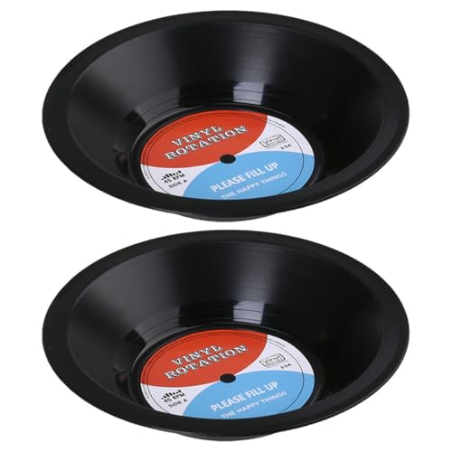 MAGICLULU 2St Schallplattenschale Snackschale Snack Behälter Dekorative Serviertabletts Süßigkeitenbehälter CD Schallplatten Obstschalen Cupcake-Ständer Snack-Tablett Snackbehälter Abs Black von MAGICLULU