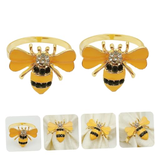 MAGICLULU 2 Stück Bienenservietten – Goldene Serviettenhalter Für Tischdekoration Serviettenschnallen-Set Party-tischaccessoire von MAGICLULU