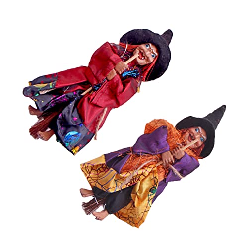 MAGICLULU 2Stücke Halloween Hexen Hänge Dekoration Lustige Ornamente für Gruselfeste Hochwertige und Langlebige Halloween Party Deko für Türen Fenster und Wände von MAGICLULU