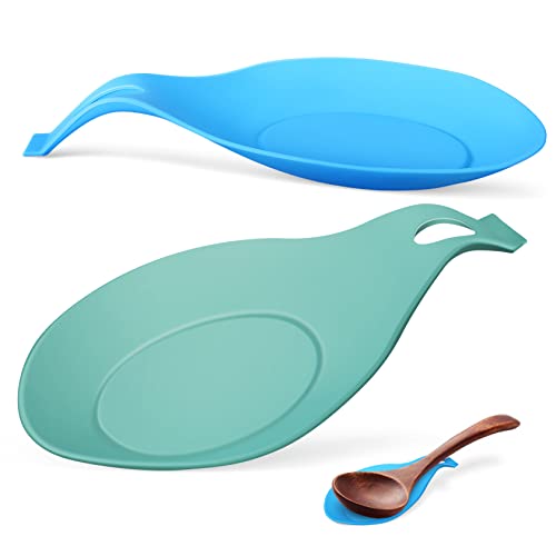 MAGICLULU 2Stücke Silikon Löffelablage Teilig und Flexible Kochlöffelruhen für Herdtopf Leicht zu Reinigen Modern für Küchenutensilien von MAGICLULU