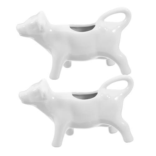 MAGICLULU 2st Milchkännchen Aus Keramik Servierkrug Saucenkrug Milchkännchenspender Für Kuh Mini Honiggläser Milchdampfkrug Soße Serviergeschirr Sahne Mit Soßenkrug Milchschäumer Weiß Klein von MAGICLULU