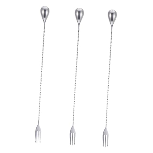 MAGICLULU 3 STÜCKE Teiliges Set Edelstahl Rührlöffel Langstielige Bar Cocktail Löffel Korrosionsbeständig Spülmaschinenfest für Getränke Mixen und Rühren von MAGICLULU