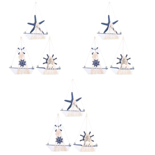 MAGICLULU 3 Sätze Segelmodell Ornament Tischläufer Meeresdekor Solar- Muscheln Mehrere Liner Wohnzimmerdeko Tischdeko Esstisch Segelboot Schmuck Segelbootfigur Aus Holz Baumwolle 3 Stück * 3 von MAGICLULU