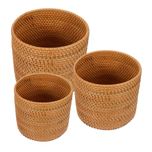 MAGICLULU 3 Stück Geflochtener Müllkorb Geflochtener Papierkorb Mülleimer Korb Pflanzgefäß Mülleimer Rattan Papierkorb Schreibtisch MAGICLULU 3 Stück Geflochtener Müllkorb Geflochtener Papierkorb Mülleimer Korb Pflanzgefäß Mülleimer Rattan Papierkorb Schreibtisch von MAGICLULU