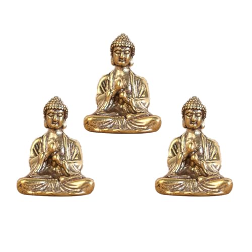 MAGICLULU 3 Stück Mini-Buddha-Yoga-Meditationsstatue Kleine Sitzende Buddha-Skulptur Sitzender Schnitzender Buddha Für Zuhause Büro Desktop-Dekoration von MAGICLULU