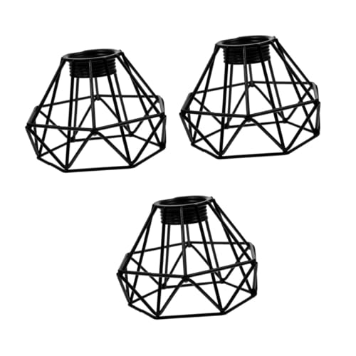 MAGICLULU 3 Stück Retro Vintage Metall Draht Lampenschirm Kreativer Diamant Kronleuchter Abdeckung Passend für Wand Steh und Deckenleuchten Langlebig und Stilvoll Schwarz von MAGICLULU