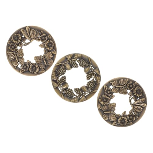 MAGICLULU 3 Stück Teiliges Antikes Metall Kerzendeckel mit Floraler Prägung Dekorative Kerzenglas Abdeckung für Gleichmäßiges Abbrennen Ersatzdeckel für Teelicht und Votivkerzen von MAGICLULU
