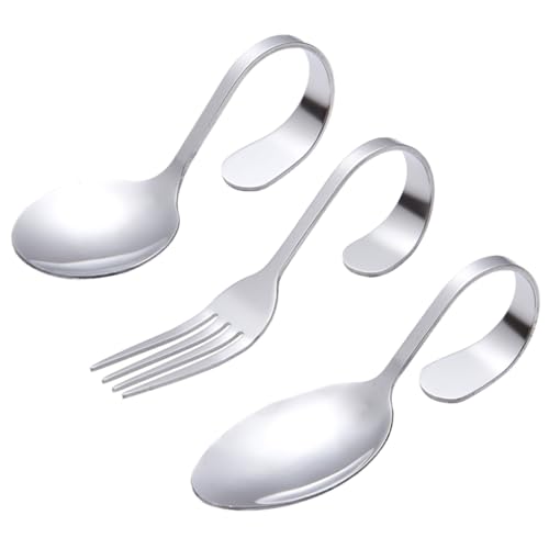 MAGICLULU 3 Stück Teiliges Besteckset mit Gebogenen Griffen Löffel und für Meeresfrüchte für Buffets und Festliche Anlässe Rostfrei und Elegant von MAGICLULU
