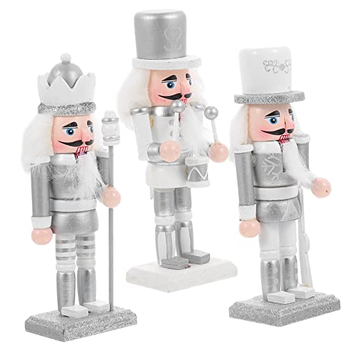 MAGICLULU 3 Stück Teiliges Set Traditioneller Holz Figuren Dekorativer Nutcracker Soldat für Desktop Weihnachtsdeko Festliche Retro Holzornamente als für Zuhause und Büro von MAGICLULU