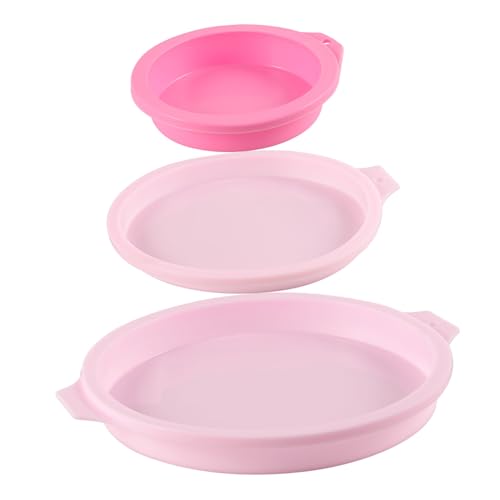 MAGICLULU 3 Stück Teiliges Silikon Backform für Schichtkuchen Runde Flexible Backformen für Mousse und Desserts Lebensmittelecht von MAGICLULU
