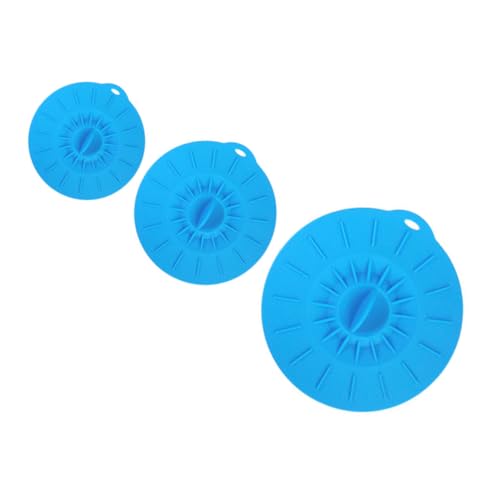 MAGICLULU 3 Stück Teiliges Silikon Lebensmittelabdeckungs Dehnbare Luftdichte Frischhaltedeckel Hitzebeständig und Wiederverwendbar Passend für Schüsseln und Töpfe Bpa frei in Blau von MAGICLULU