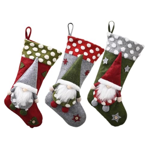 MAGICLULU 3 Stück Weihnachtsstrümpfe Teiliges Candy Geschenktüten zum Aufhängen Weihnachtsdeko für Zuhause Fenster Kamin Festliche Xmas Hängedeko mit Klassischem Muster MAGICLULU 3 Stück Weihnachtsstrümpfe Teiliges Candy Geschenktüten zum Aufhängen Weihnachtsdeko für Zuhause Fenster Kamin Festliche Xmas Hängedeko mit Klassischem Muster von MAGICLULU