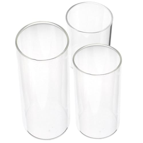 MAGICLULU 3 Stück Zylindrischer Glas-Kerzenhalter Praktischer Transparenter Kerzenschutz Kerzenschutz Für Hochzeiten Partys Und Zuhause (5 3–15/12/10 Cm) von MAGICLULU