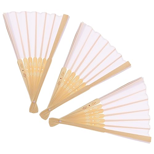MAGICLULU 3 Stück leerer Lüfter Handfächer für Damen faltbar Falten groß Griffe Hochzeit klein Handfächer im chinesischen Stil Bambus gewebter Fächer Faltlüfter Stoff Weiß MAGICLULU 3 Stück leerer Lüfter Handfächer für Damen faltbar Falten groß Griffe Hochzeit klein Handfächer im chinesischen Stil Bambus gewebter Fächer Faltlüfter Stoff Weiß von MAGICLULU