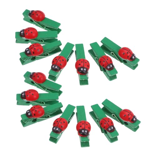 MAGICLULU 30 Stück Teiliges Mini Holzklammer Marienkäfer Design Kleine Foto Clips Memo Kartenhalter Vielseitige Mini Wäscheklammern Für Papier Basteln Organisation von MAGICLULU