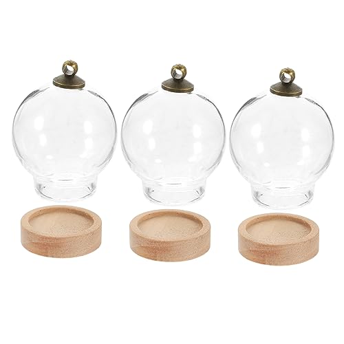 MAGICLULU Mini-glaskuppel Mit Konservierten Blumen Und Sockel 3er-set Landschaft Elegante Glasglocke Als Heimdekoration Für Schaufiguren von MAGICLULU