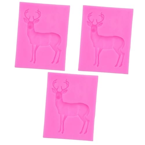 MAGICLULU 3St Weihnachtskuchen aus Silikon Silikonformen Fondant zum Thema Weihnachten Weihnachtsharz Weihnachtshirsch Kuchenform Hirsch Backform Backen Sika rotwild Rosa von MAGICLULU