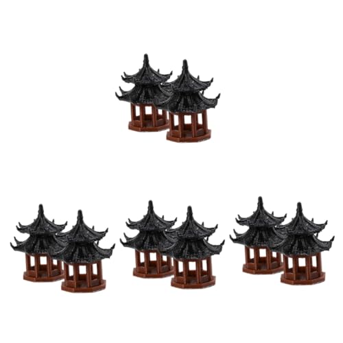 MAGICLULU 4 Sätze Pavillon Mikrolandschaft Teiche Fischtank Kies Aquarium Kies Fischkies Aquarien Kies Für Fischtanks Terrarium Mini Pagode Aquarium Substrat Kunststoff Schwarz 2 Stücke * 4 von MAGICLULU