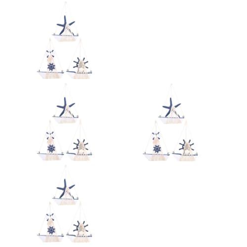 MAGICLULU 4 Sätze Segelmodell Ornament Kleinigkeit Bootszubehör Fischerboot Modell Tischläufer Wohnzimmerdeko Tischdeko Esstisch Büro-segelboot- Hölzernes Segelboot Harz 3 Stück * 4 von MAGICLULU