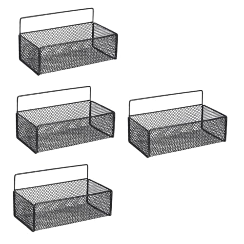 MAGICLULU 4 Sätze Wandregal ohne Bohren Schwarzes Wandmontage Aufbewahrungsregal für Badezimmer und Küche Multipurpose Hängekorb Platzsparend Modernes Design Geeignet für Wohnzimmer und Bad von MAGICLULU