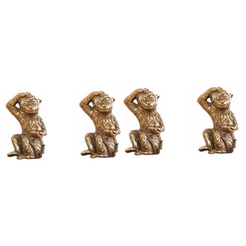 MAGICLULU 4 Stck Messing Monkey Dekoration Teilig Vintage Desktop Figuren Kompakte Langlebig Tierische Kunstwerke für Büro von MAGICLULU