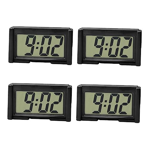 MAGICLULU 4 Stück Auto Mini Digitaluhr für Armaturenbrett Kunststoff Großes Display Leichte Kompakte Elektronische Uhr Passend für Auto und Tisch Ablesbar Dekorativ von MAGICLULU