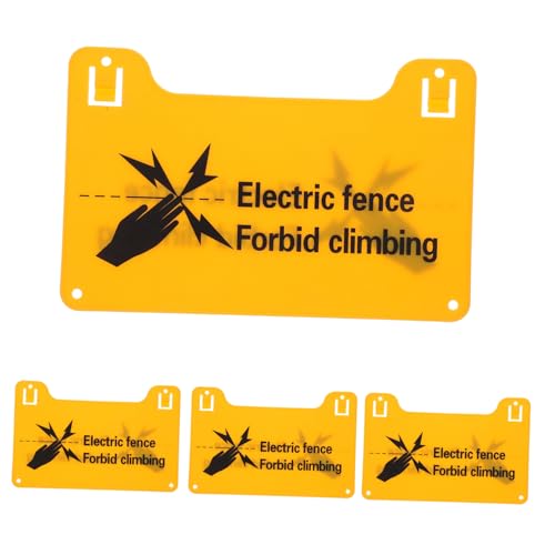 MAGICLULU 4 Stück Wetterfeste Warnschilder für Elektrische Zäune Hochspannung Warnung Sicherheitsetiketten mit Vorbohrungen Langlebig und Auffällig für Landwirtschaftliche Wohngebiete von MAGICLULU