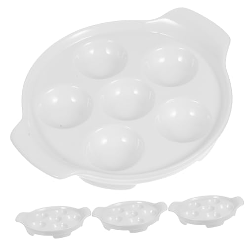 MAGICLULU 4 Stück Keramikplatte Schneckengericht Backen Schneckenplatte Schnecken französisches Gericht Schnecken-Auflaufform Escargot serviert Gericht Auflaufform aus Porzellan Weiß von MAGICLULU