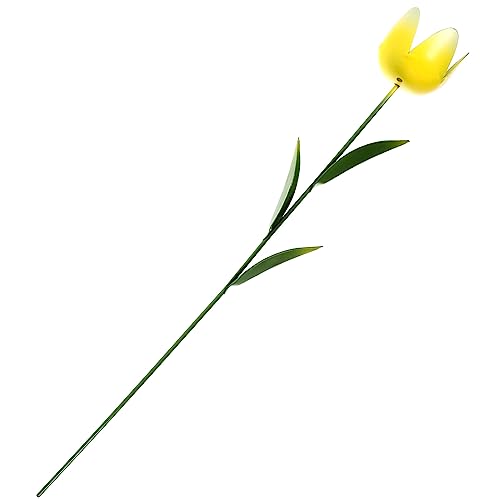 MAGICLULU 4 Stück Metallblumen Gartenstecker Künstliche Tulpen Deko für Garten Rasen und Robustes Eisenmaterial Leicht zu Installieren Lebendige Frühlingsdekoration Tulpe Gelb von MAGICLULU