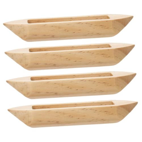 MAGICLULU 4 Stück Miniatur Holzkanu Teiliges Stabile Nautische Deko für Büro Wohnzimmer Desktop Holzboot Ornament Einfache Pflege Langlebig von MAGICLULU