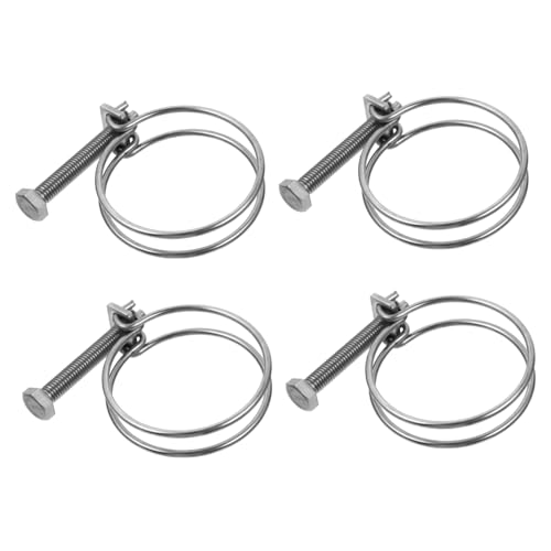 MAGICLULU 4 Stück Teiliges Edelstahl Schlauchschellen Rohrklemmen mit doppeltem Draht Rostfrei Druckfest Öl Geeignet für Schlauchbefestigung und Rohrdichtung von MAGICLULU
