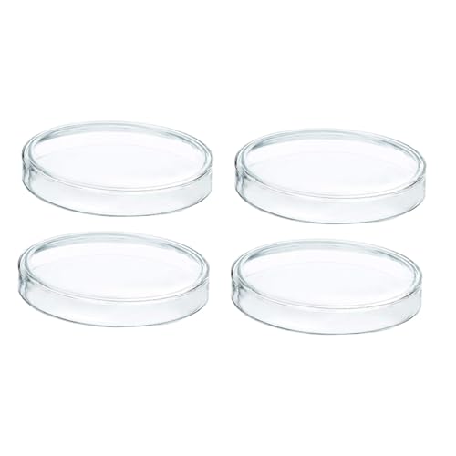 MAGICLULU 4 Stück Teiliges Glas petrischalen aus Hitzebeständigem Borosilikatglas Langlebige Labor petri Plates für Zellkultur Biologie Experimente und Schulunterricht von MAGICLULU