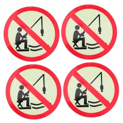 MAGICLULU 4 Stück Teiliges Leuchtendes No fishing schild Selbstklebend Nachleuchtend Für Park Seen Teiche Effektive Angelverhinderung Sichtbar Im Dunkeln von MAGICLULU