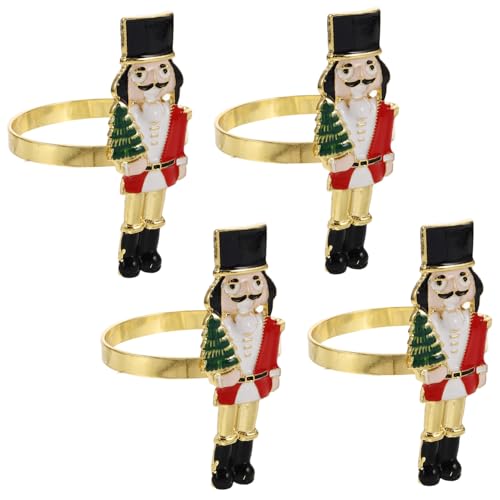 MAGICLULU 4 Stück Teiliges Nutcracker Serviettenring Weihnachtsdeko Napkin Holder Serviettenhalter für Restaurant Tischdeko Festliche Napkin Buckles Nutcracker Soldier Design von MAGICLULU