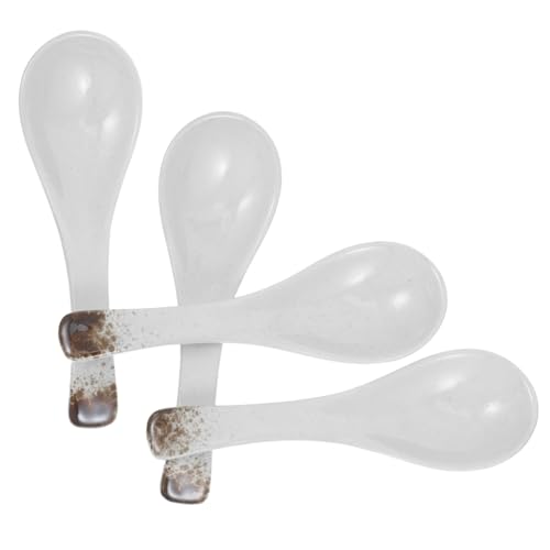MAGICLULU 4 Stück Teiliges Set Vintage Keramik Dessertlöffel Kleine Porzellanschöpfer für Suppe Reis und Süßspeisen Stilvolle Retro Tischware für Alltag und Festliche Anlässe von MAGICLULU