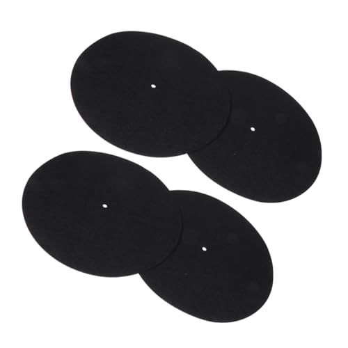MAGICLULU 4 Stück Turntable Mat Antirutsch Filzmatte für Schallplattenspieler Vibrationsdämpfende Schutzmatte für Plattenspieler Schwarzes Design für Verbesserten von MAGICLULU