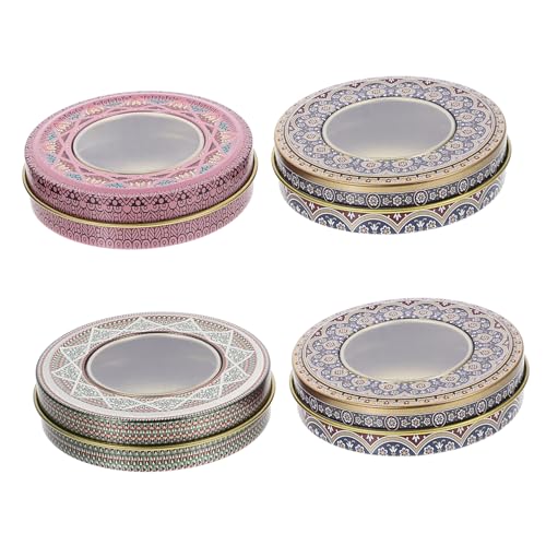 MAGICLULU 4 Stücke Boxen Safran-blechdose Vorratsdosen Flaschen Kekszins Mit Deckel Kräuter Dose Behälter Für Lose Teebonbons Leere Dosen Bügeln Eisen Halterung Metall von MAGICLULU