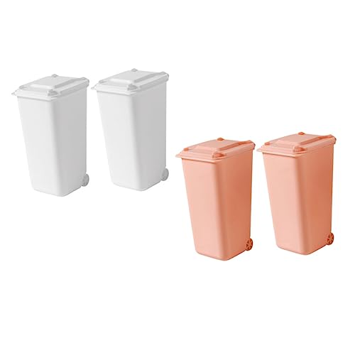 MAGICLULU 4Stücke Mini Tischmülleimer mit Deckel Kompakte Abfallbehälter für Schreibtisch Büro Zuhause Robuste Mülltonnen Je von MAGICLULU