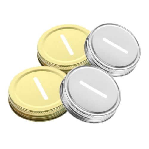 MAGICLULU 4stücke Deckel Für Einmachgläser Mit Münzschlitz Metallglaskappen Für Gläser Sparschweine Für Münzeinwurf Wiederverwendbar Und Langlebig von MAGICLULU