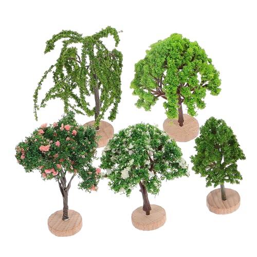 MAGICLULU 5 Stück Miniaturbaummodell Mikro Mini-Bäume-Modell Zeder Landschaftsbaum Miniatur-Straßenbäume klein modellbäume Modellbau Baum Modellbahnbaum Beflockung aus Kunststoff Dark Green von MAGICLULU